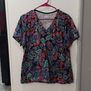 Scrub top Colorful paisley print XL